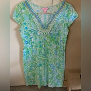 Lilly Pulitzer Blue and Green Patterned Shift dress